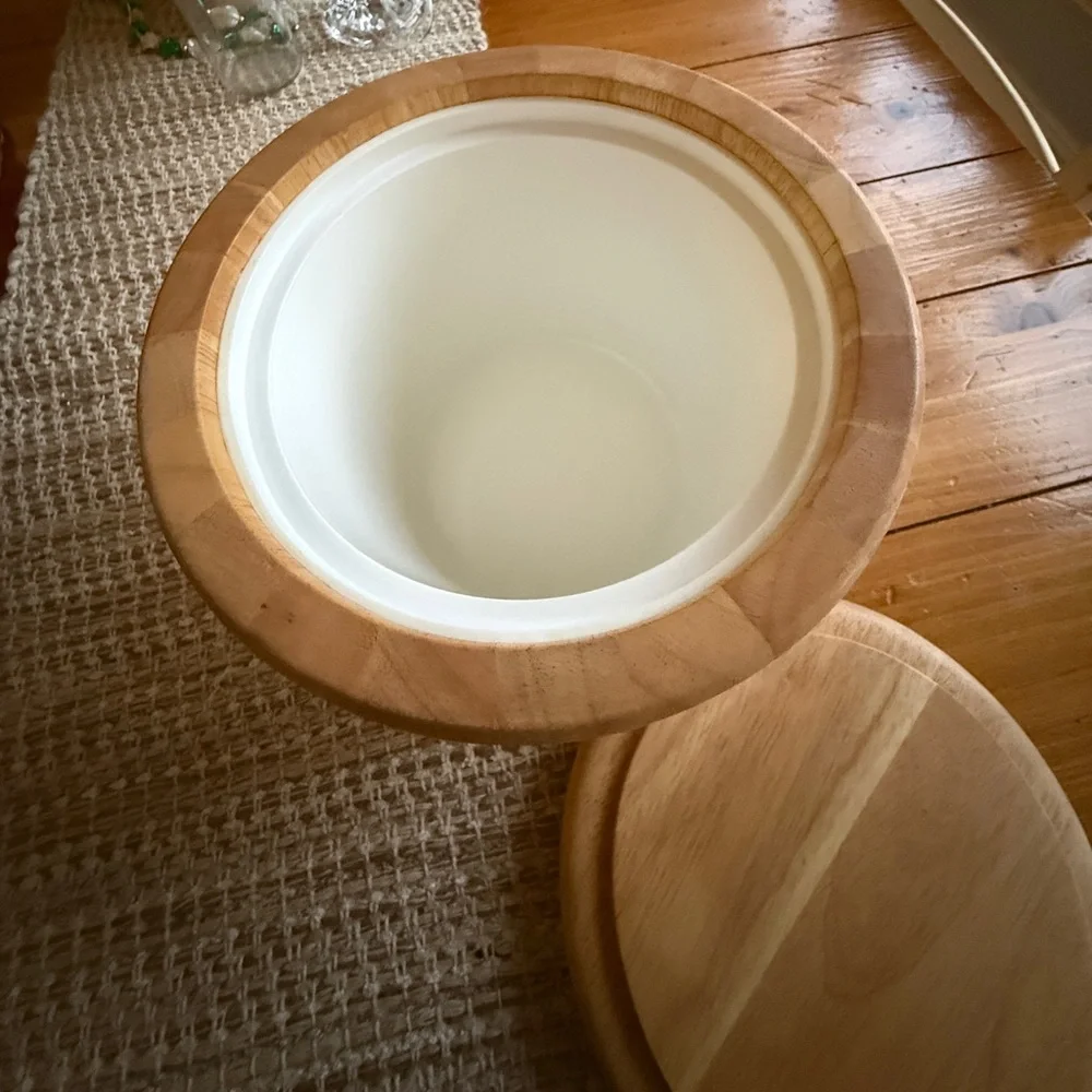 The Strata Group for Stafford Natural Wood Tone Beehive Ribbed Wooden Ice Bucket